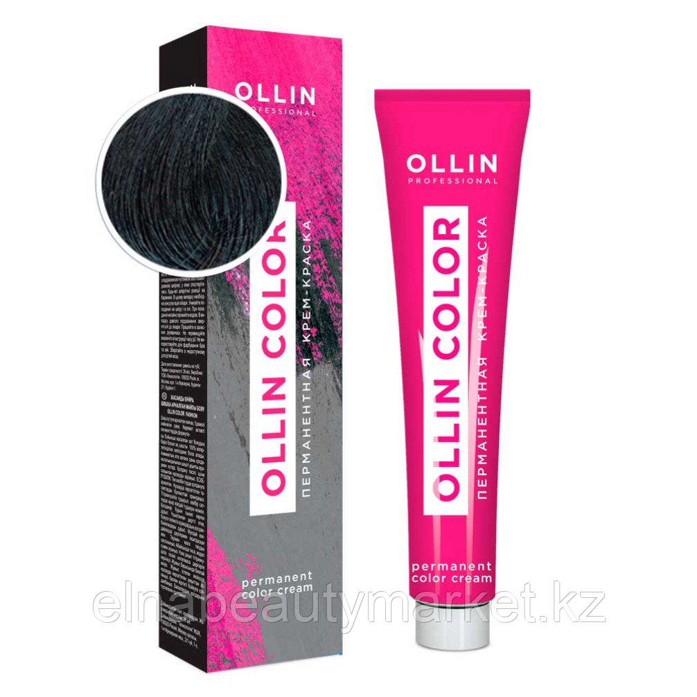 Ollin Professional ПЕРМАНЕНТНАЯ КРЕМ-КРАСКА ДЛЯ ВОЛОС COLOR (1/0 ИССИНЯ-ЧЕРНЫЙ) 100мл.