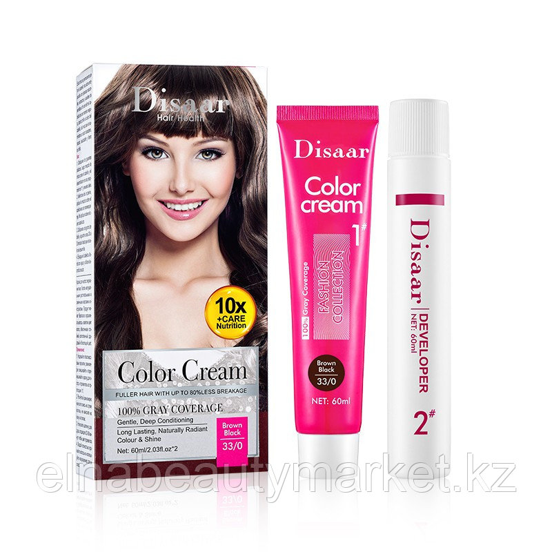 DISAAR Краска для волос COLOR CREAM № 33/0 Brown Black 60мл